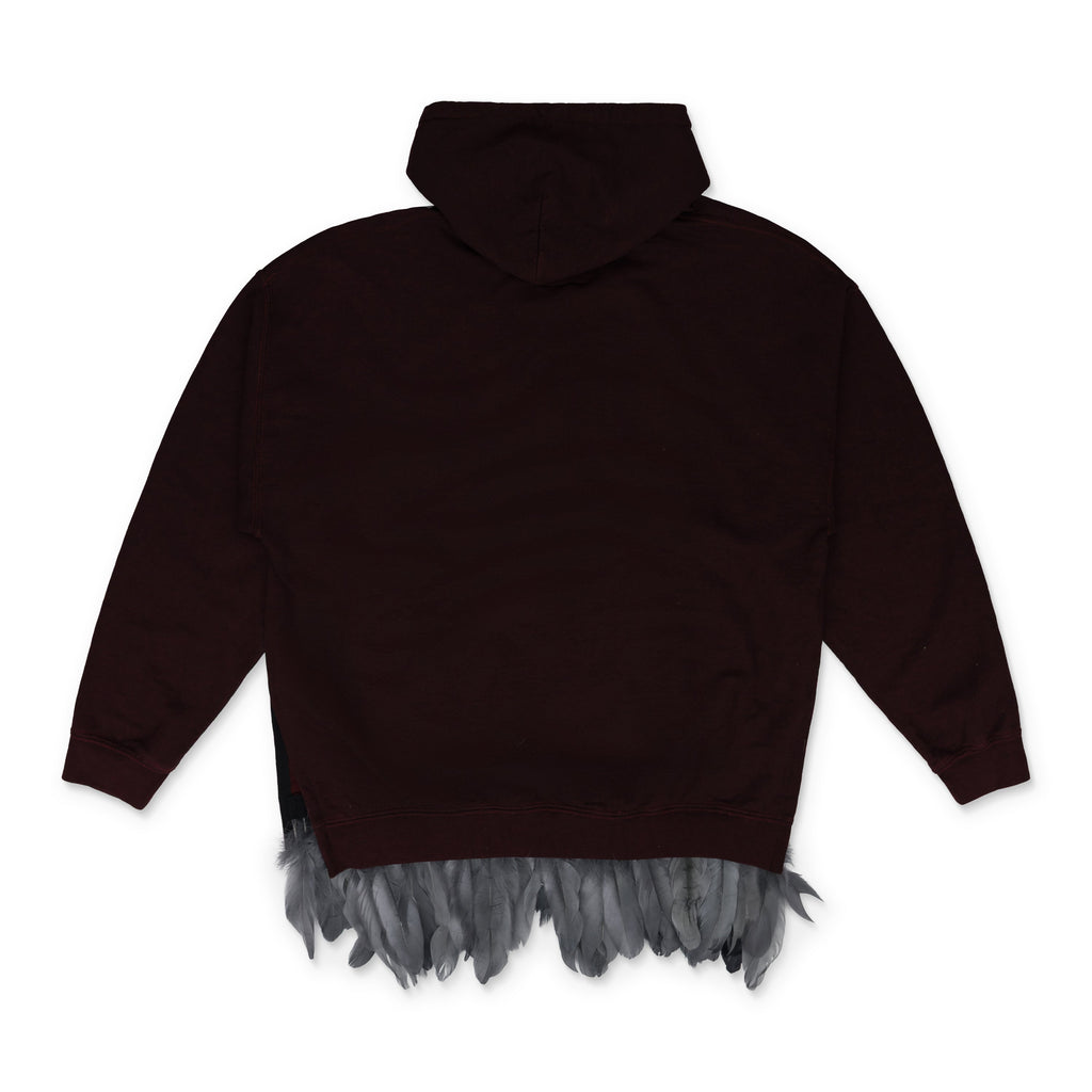 Burgundy New Mexico Feather Trim Hoodie