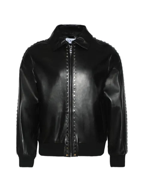 LOEWE studded leather bomber jacket