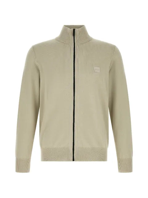 BOSS logo-patch zip-up cardigan