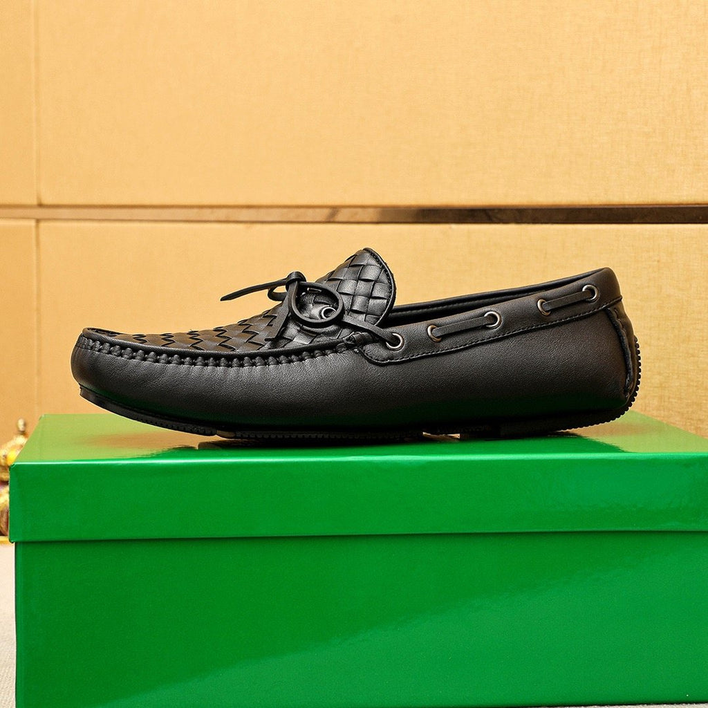 Bottega Veneta Black Woven Slip-On Loafers