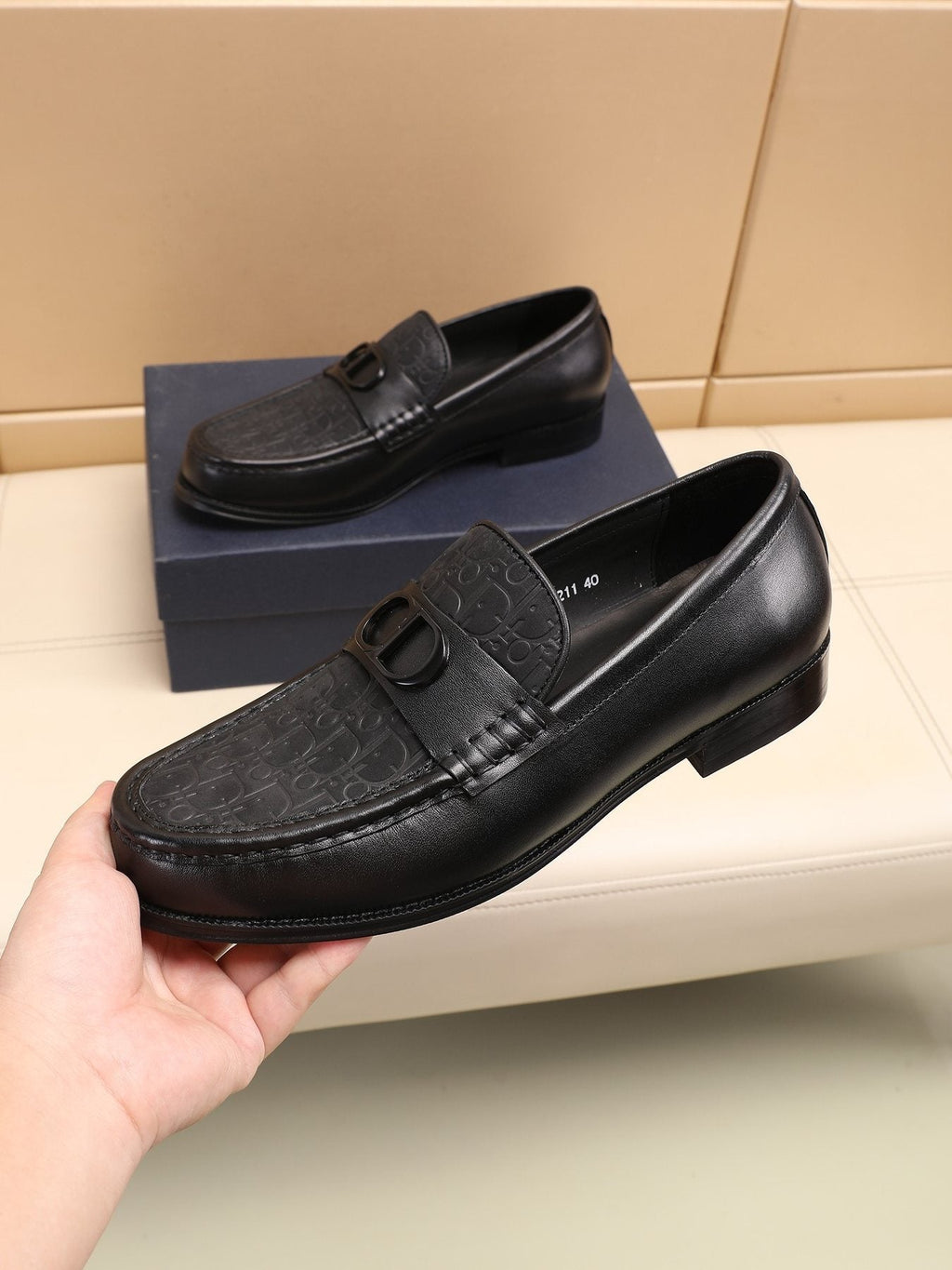 Dior Textured Buckle Loafers