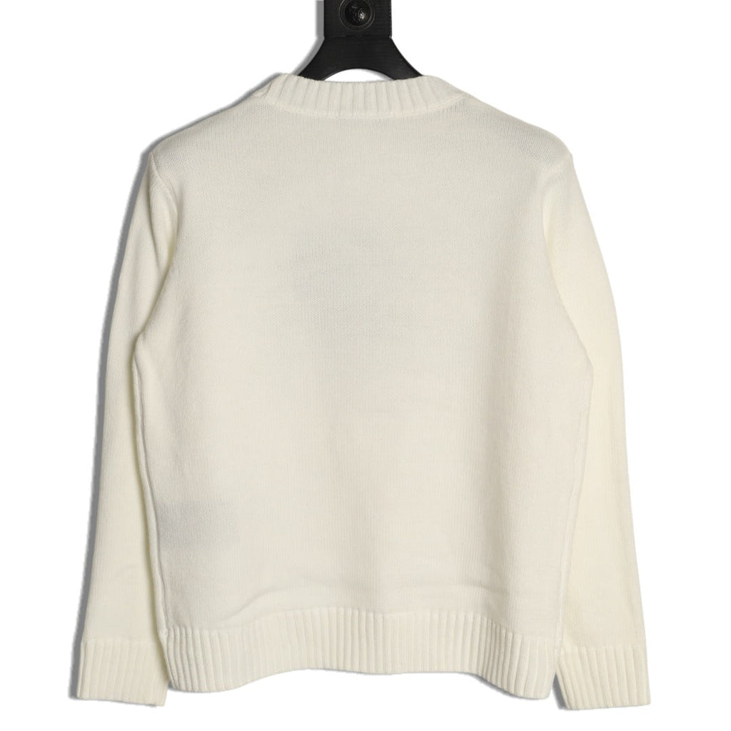 Prada Milano Logo Crewneck Knit Sweater - Cream